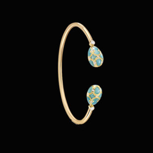 Fabergé Heritage Yellow Gold Turquoise Guilloché Email  Bracelet ouvert  1057bt1895