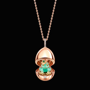 Fabergé Essence Rose Gold & Green Lacquer Frog Surprise Locket 1258fp2370