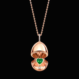Fabergé Essence Rose Gold Emerald Heart Surprise Locket 1258fp2392