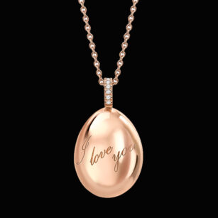 Fabergé Essence Rose Gold I Love You Egg Pendant 409fp745
