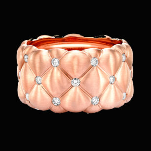 Fabergé Treillage Brushed Rose Gold & Diamond Set Grand Ring 530rg836