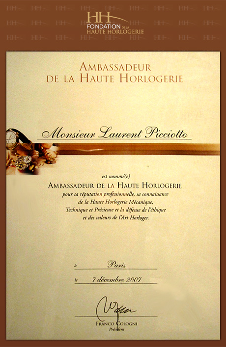 ambassadeur haute horlogerie laurent picciotto