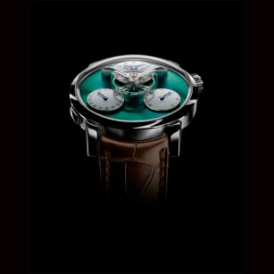 MB&F legacy Machine Split Escapement Titanium Green Dial