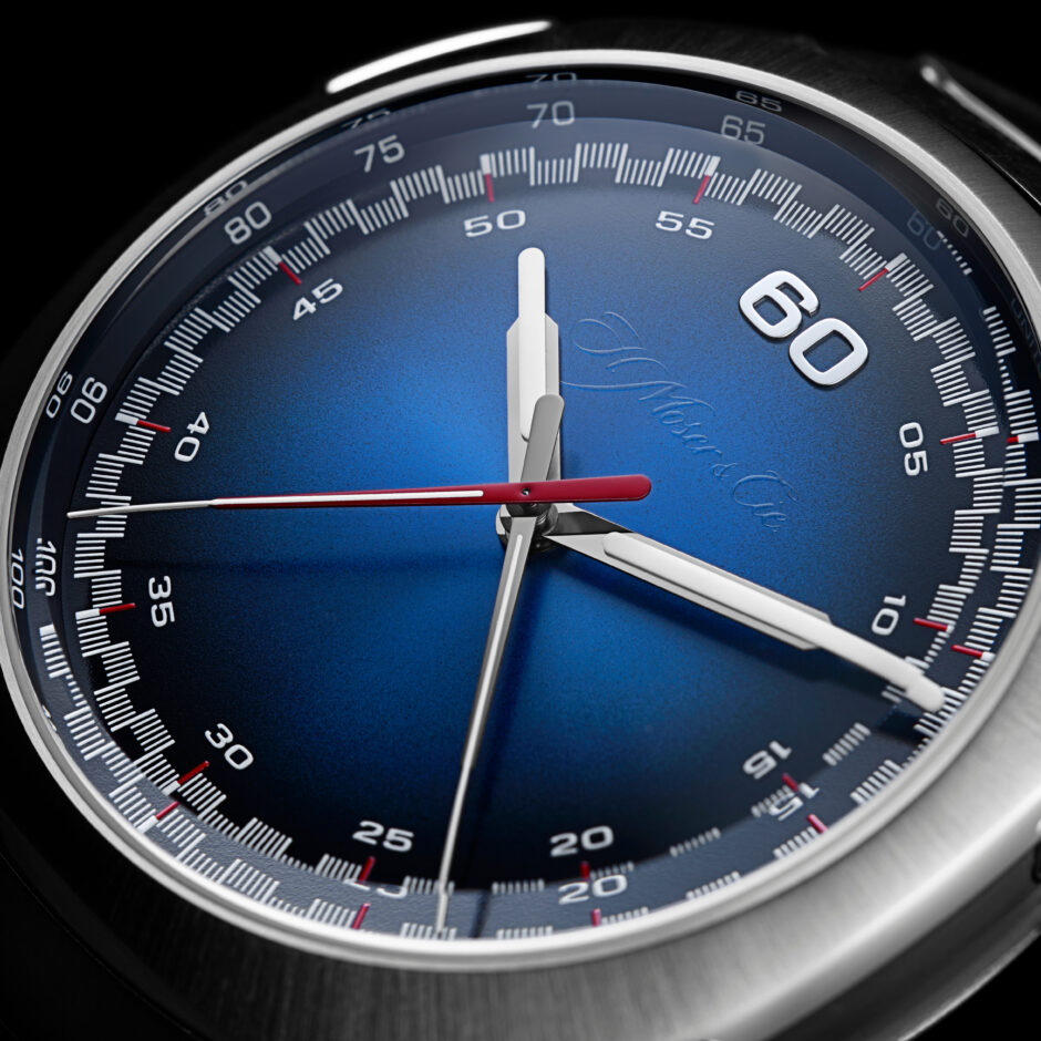 hmoser 6907 1200 streamliner flyback chronograph funky blue 2 detail dial