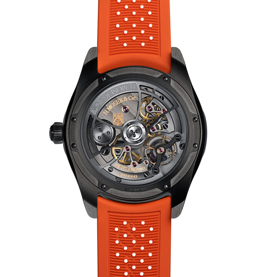 hmoser 3201 1205 pioneer centeseconds st dlc spiced aqua spiced aqua caseback w orangestrap