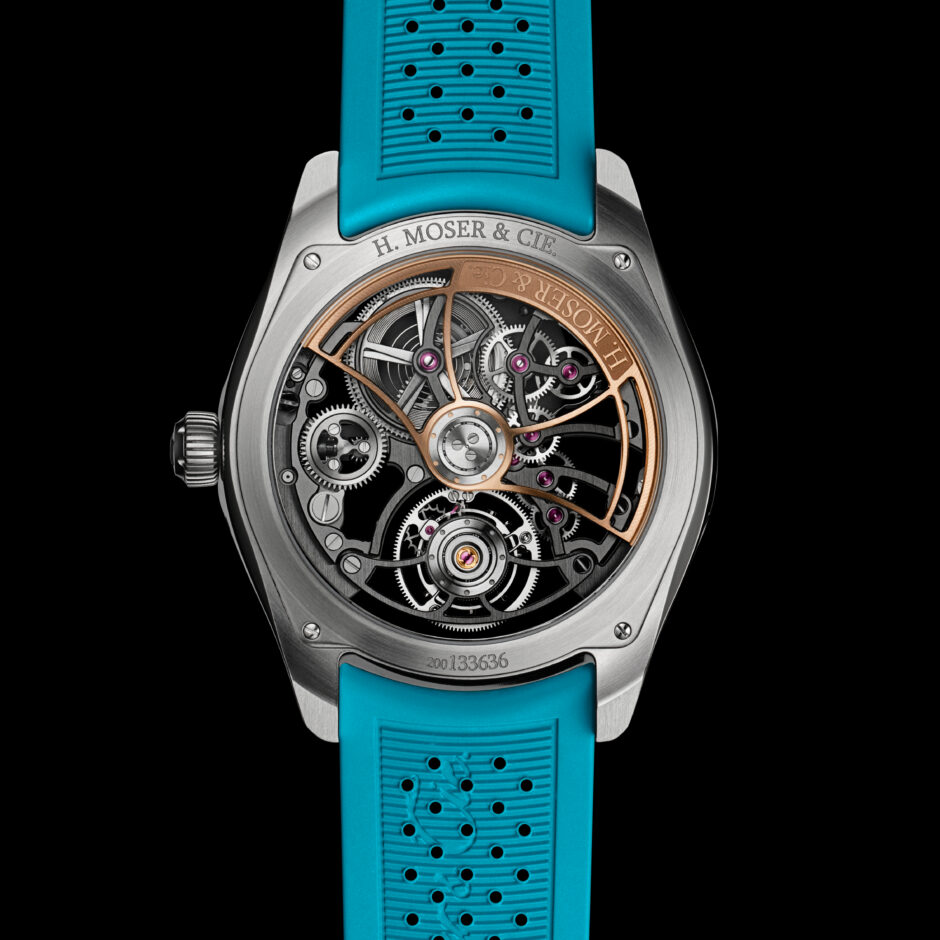 hmoser 3811 1203 pioneer cylindrical tourbillon skeleton st spiced aqua caseback b