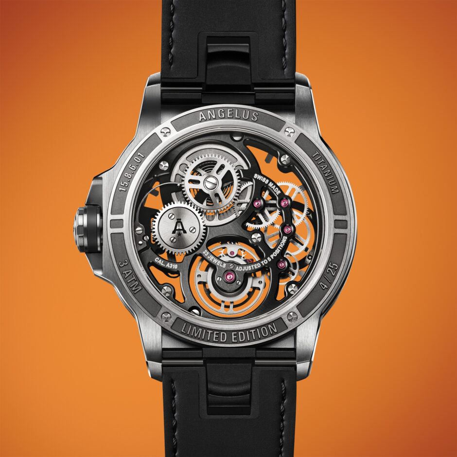 an flying tourbillon titanium orange alligator back
